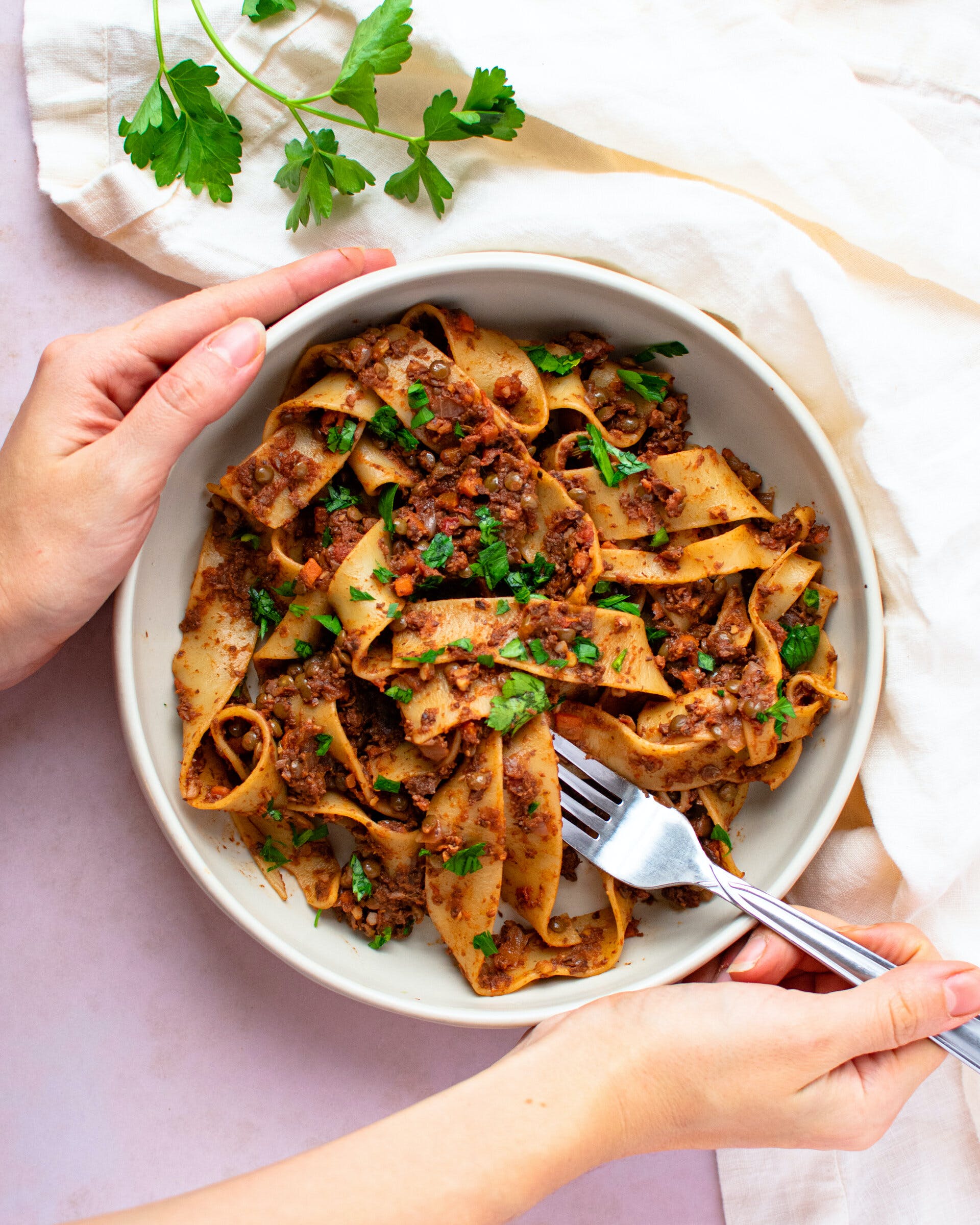 Walnut- lentil Bolognese